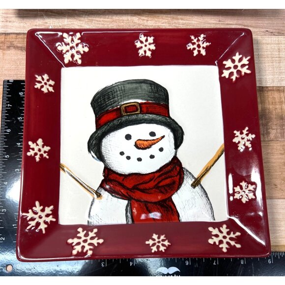2 St. Nicholas Square Yuletide Snowman Ceramic Decorative Plates - Picture 6 of 6